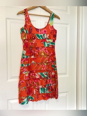 Tango Mango vibrant tropical ruffle sundress.